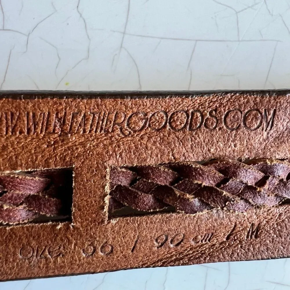 Will leather goods a vintage-style brown leather belt featuring embossed details